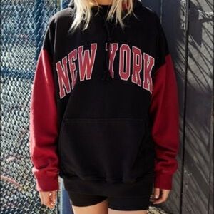 Brandy Melville colorblock hoodie red and black